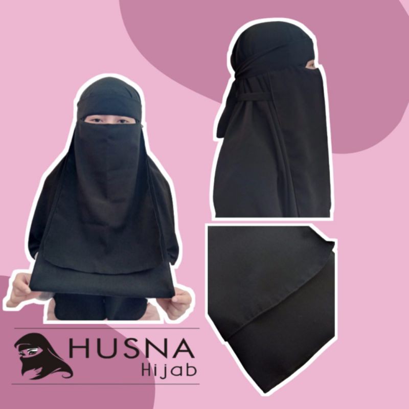 [HUSNA HIJAB] NIQOB BANDANA 2 LAYER / Cadar Bandana Polos 2 Layer / Bandana 2 Layer Wolfis / Cadar 2 Layer