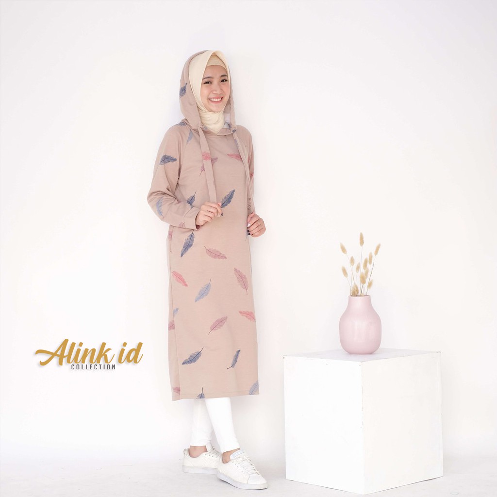 Alink.Id | Tunik Emma Hoodie Baby Terry | Tunik Hoodie | Tunik Terbaru | Tunik Keren | Atasan Wanita