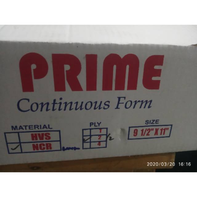 

Kertas Countinues form Merek PRIME 2 ply 2 cacah uk 9,5" x 11
