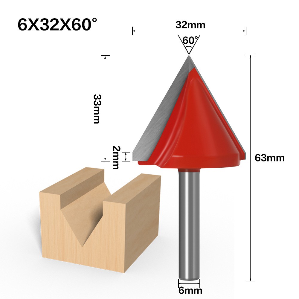 Cnc Engraving Bit 6 X 32 X 60 Degree Mata Profil V Groove Router V