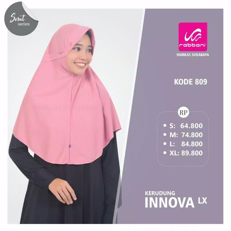 jilbab Rabbani Asli Innova LX Kerudung Sekolah size S M L-Dusty pink 809