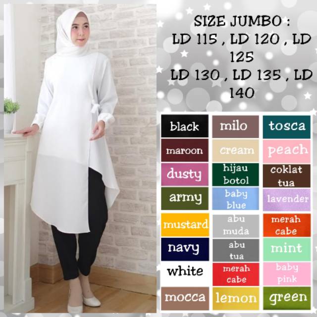 A06 : BAJU ATASAN TUNIC UKURAN S/M/L/XL/XXL & JUMBO LD 115/120/125/130/135/140 BAJU ATASAN WANITA MO