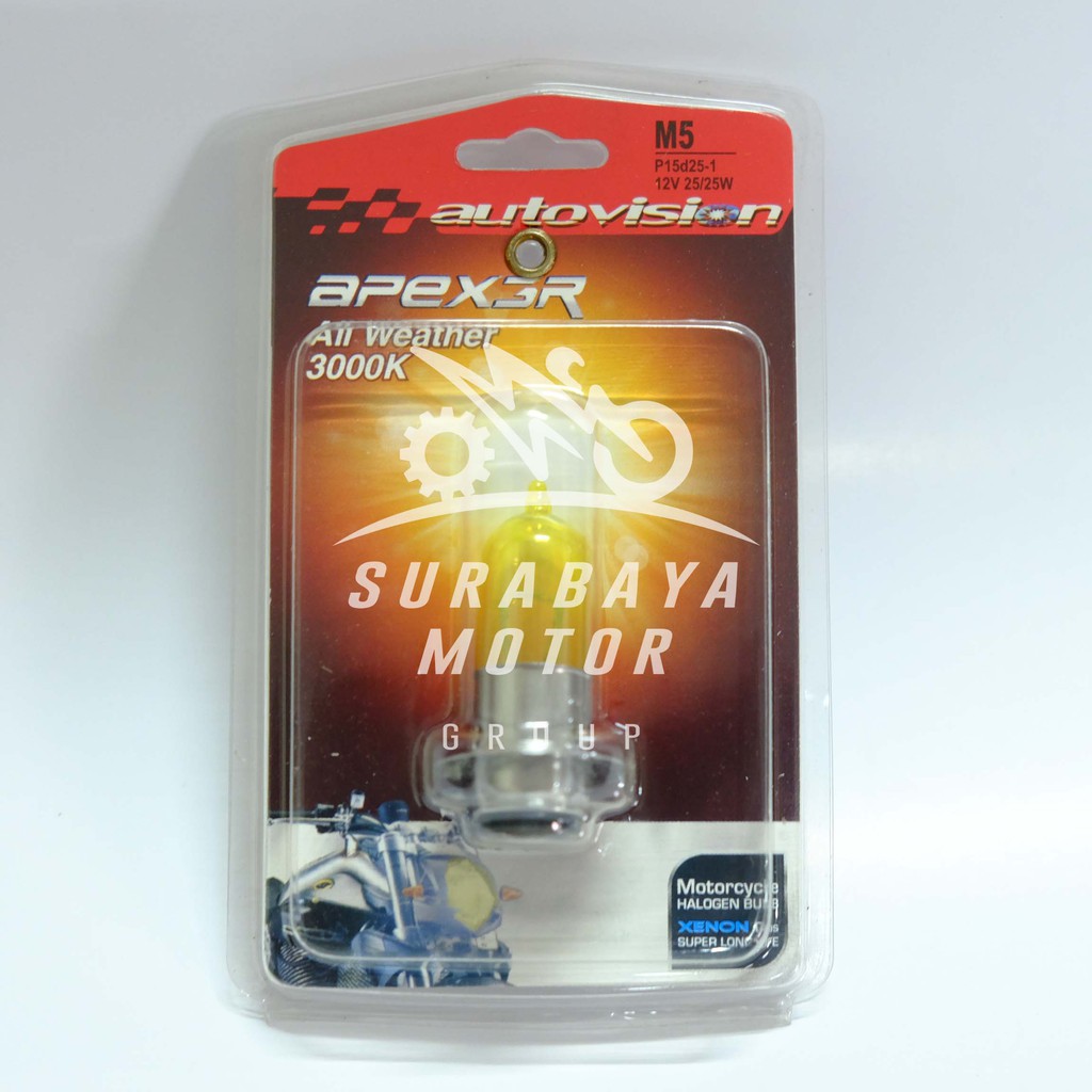 Lampu Motor Halogen Autovision M5 Kuning 25W All Weather Matic Bebek Utama