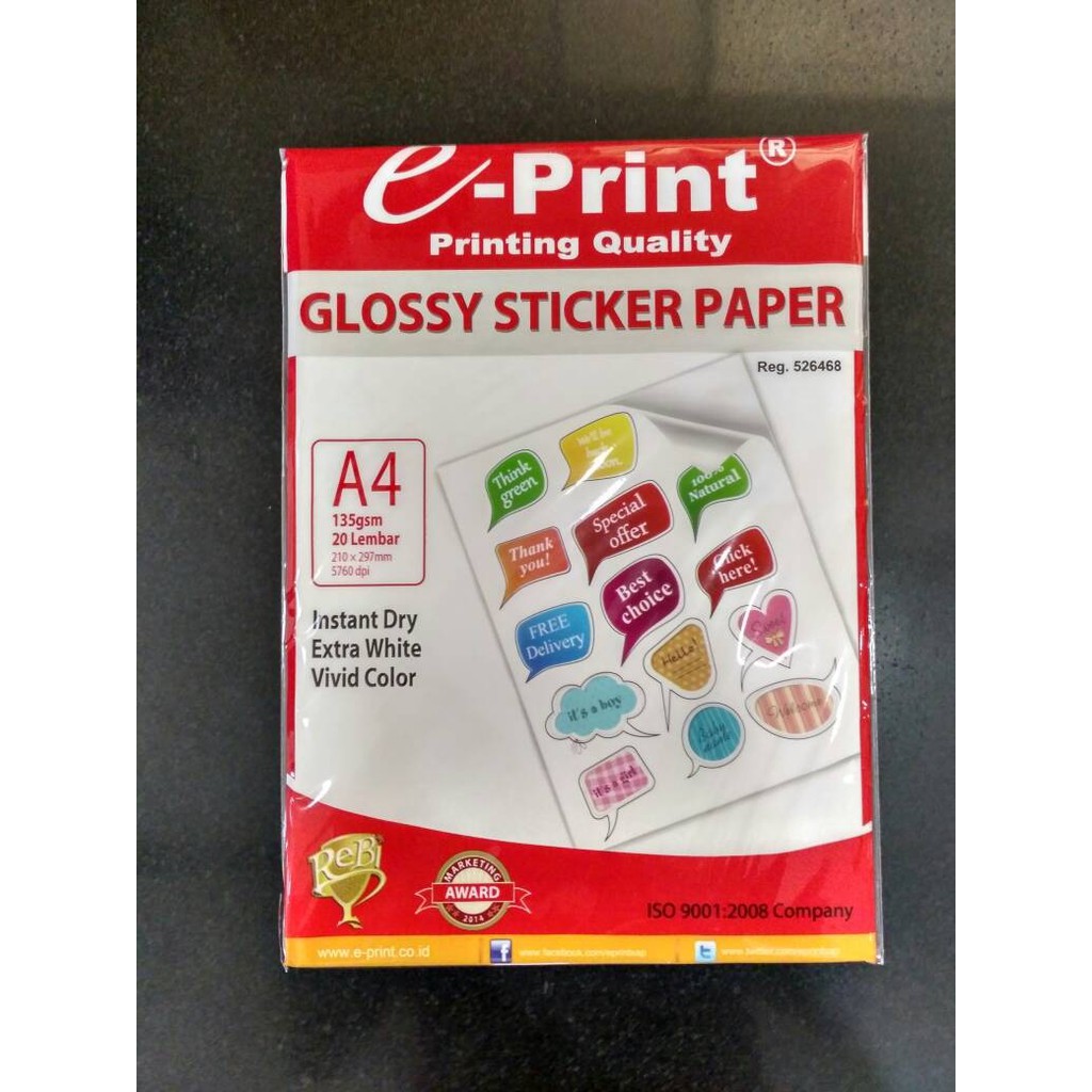 Glossy Sticker Paper A4 135 GSM Isi 20 Lembar Kertas Stiker Shopee