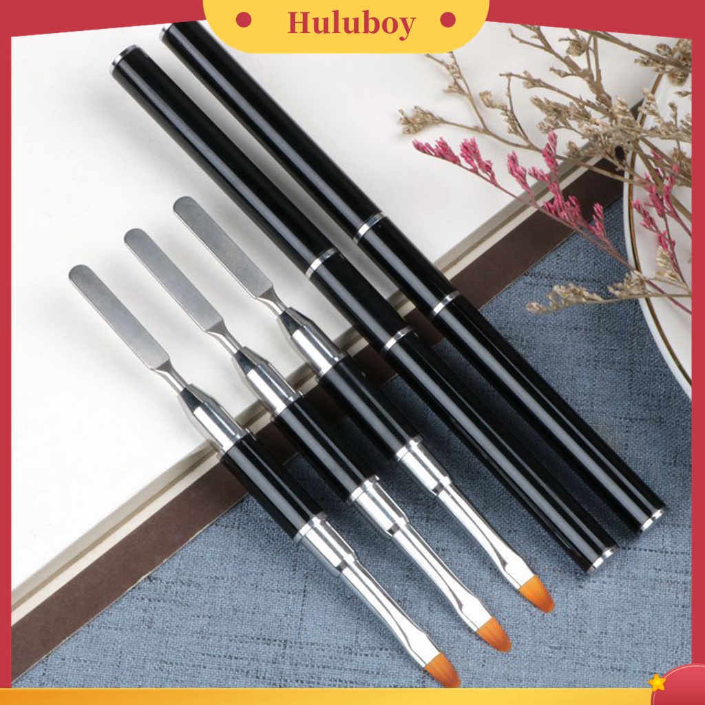 Huluboy Huluboy♡ 2 in 1 Pen Brush Nail Art Universal Bahan Stainless Steel Mudah Digunakan