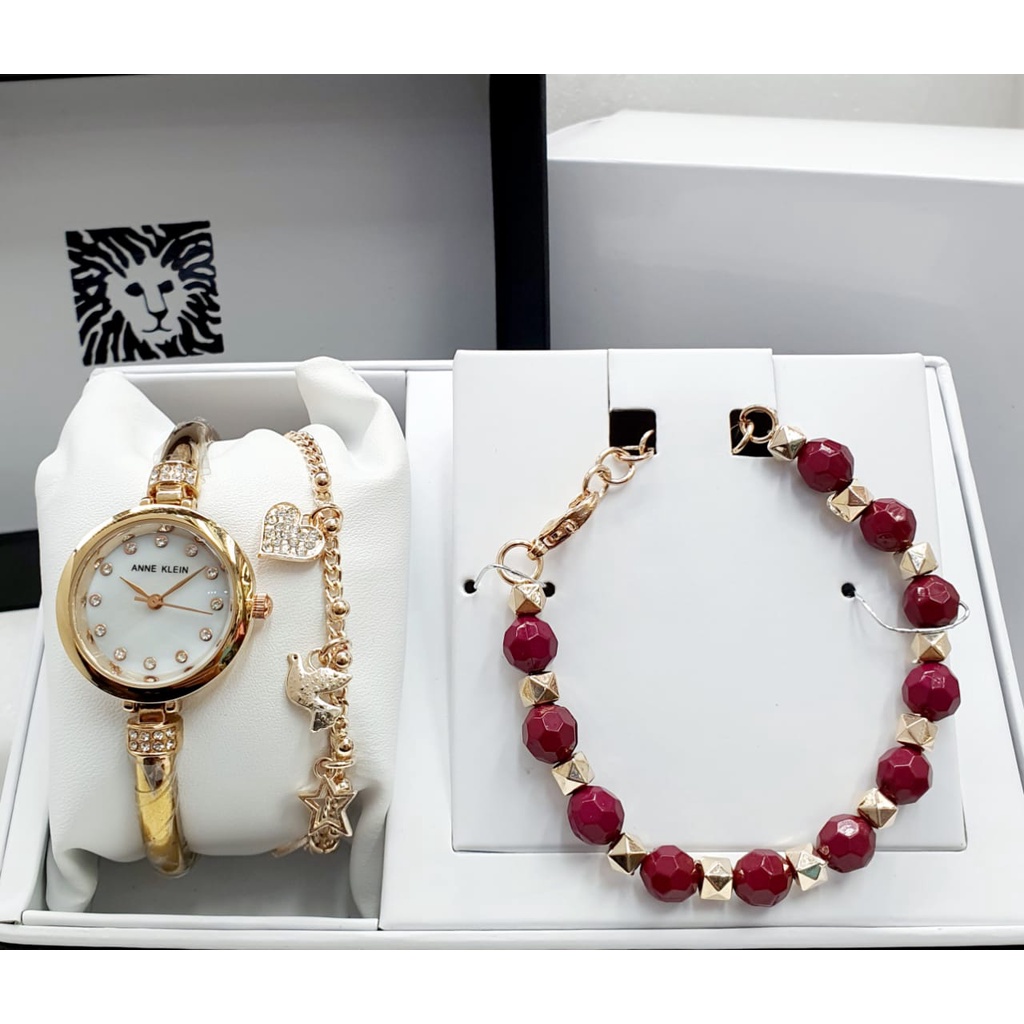 BEST SELLER JAM TANGAN WANITA ANNE KLEIN I120 TALI RANTAI PAKET DM 2.7CM FREE GELANG 2PCS, BOX BATERAI CADANGAN || JAM TANGAN FASHION WANITA JAM TANGAN CEWEK MURAH ANNE KLEIN