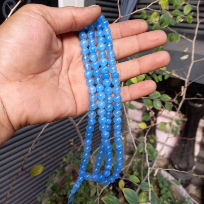 Tasbih batu asli 9mm tasbih batu giok biru asli tasbih batu giok original tasbih giok langka