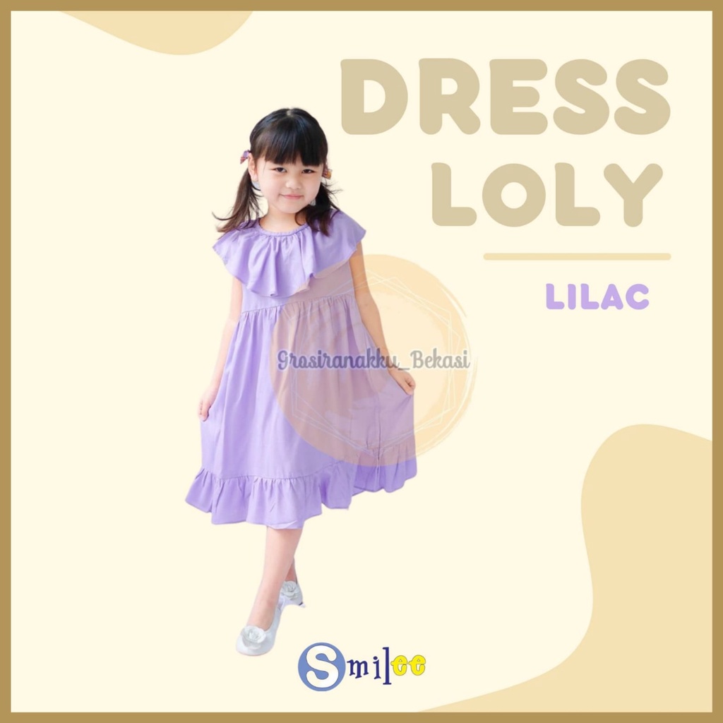 Dress Anak Smile Loly Warna Lilac 1-5Tahun