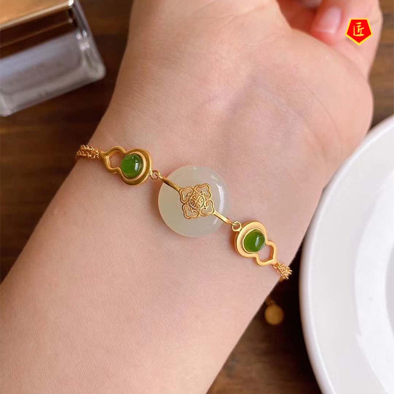 [Ready Stock]Retro Chinese Style Classic Natural Jade Bracelet