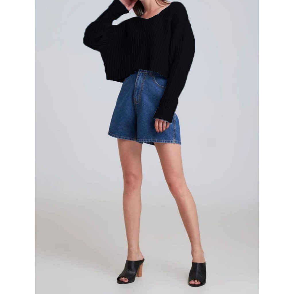 TOKUDAI CROP KNIT SWEATER_ crop_Oversize_rajut tebal7get