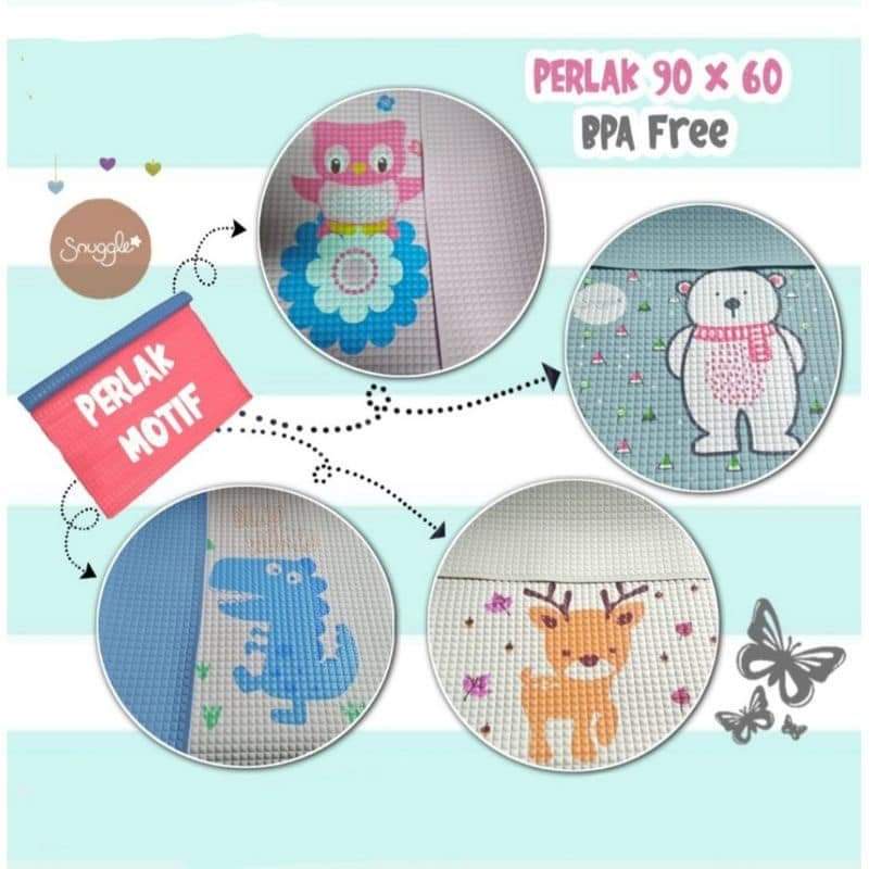 Perlak Bayi Snuggle By Crown Baby Motif / Perlak Bayi Waterproof / Karpet Perlak Karet Ompol Bayi