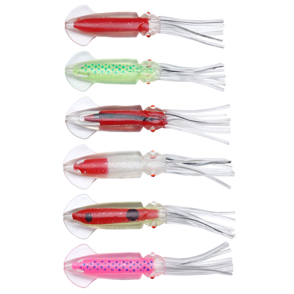 Hengjia 6pcs / Lot Umpan Pancing Bentuk Cumi-Cumi Octopus Plastik Bait Lembut 12cm/12.7g Artificial Bait Soft Tube Plastic Squid Lures Untuk Air Tawar / Asin