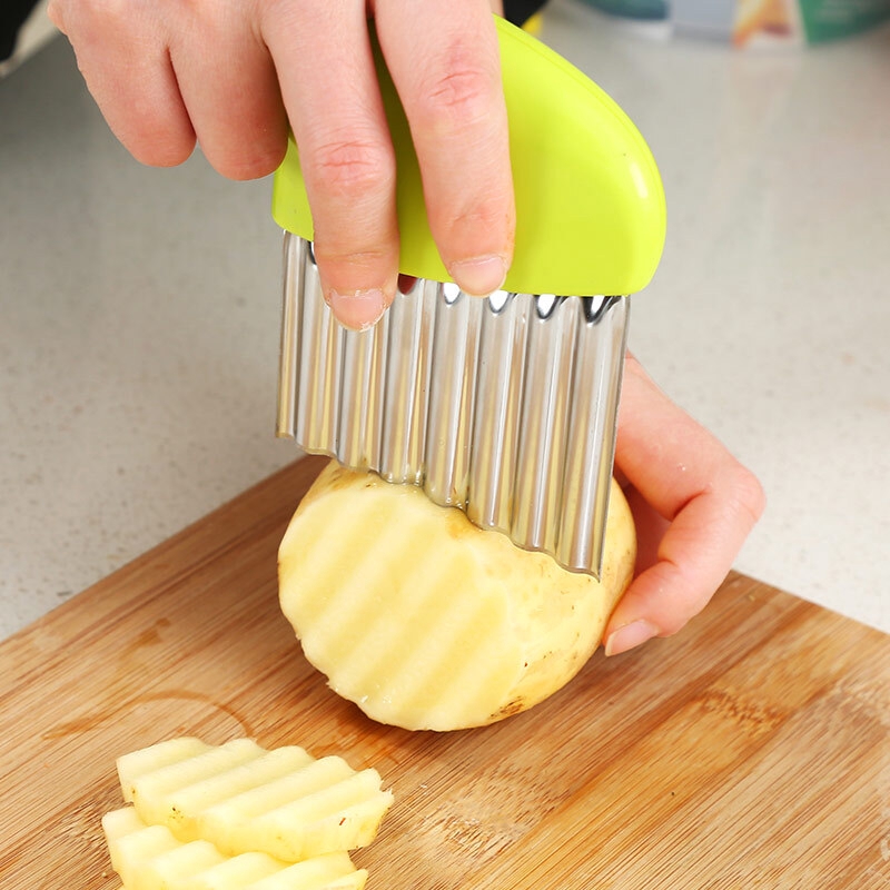 Stainless Steel French Fries Slice Cutter / Wave shape Potatoes Slicer Knife Chopper / Serrated Blade cutter