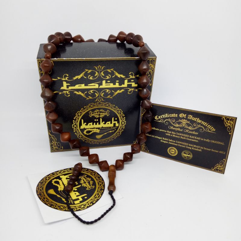 Tasbeh kayu kaukah wajik 33 butir bersertifikat Original