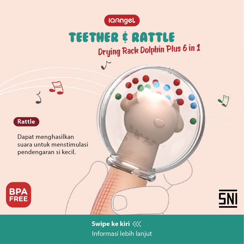 IQ Angel Drying Rack Dolphin Plus 6in1 Teether Toy / Teether Rattle Bayi / Rak Botol Susu Bayi-3