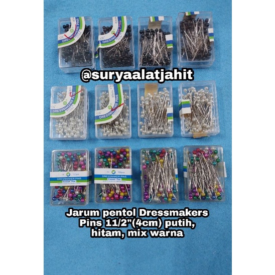 Jarum pentol Dressmakers 1.5in (4cm) putih, hitam, mix rp.4.500/ktk