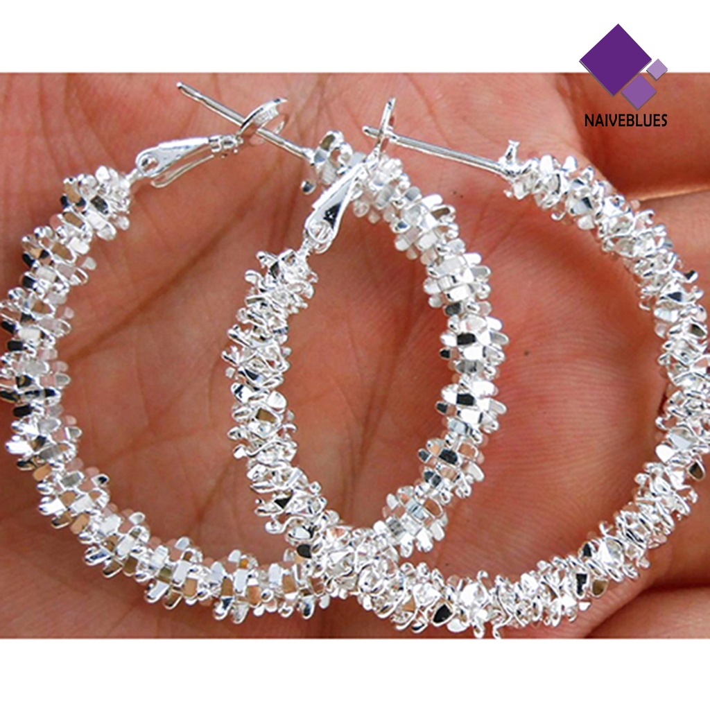 Anting Hoop Shiny Anti Karat Warna Silver Untuk Wanita