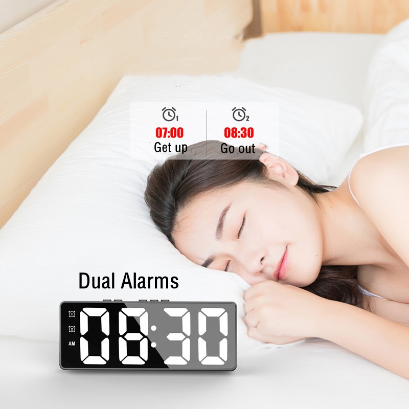 Jam Alarm Digital LED 12 / 24 Jam Dengan Kontrol Suara