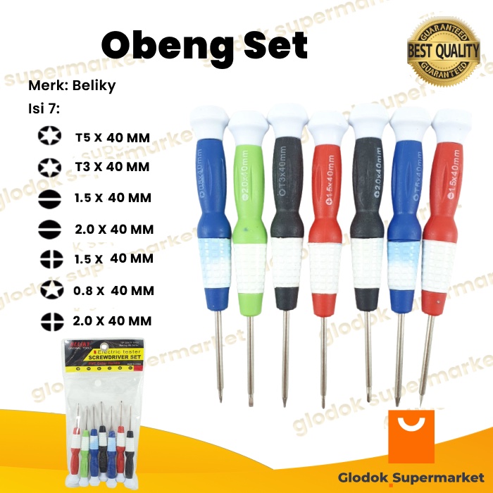 Obeng Set 7 in 1 Beliky 7pcs Screwdriver Plus Minus Star Reparasi Tools