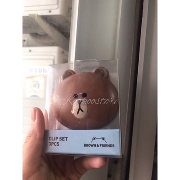 

READY OFFICIAL Line Friends [Brown & Friends] Brown Clip Set 3pc