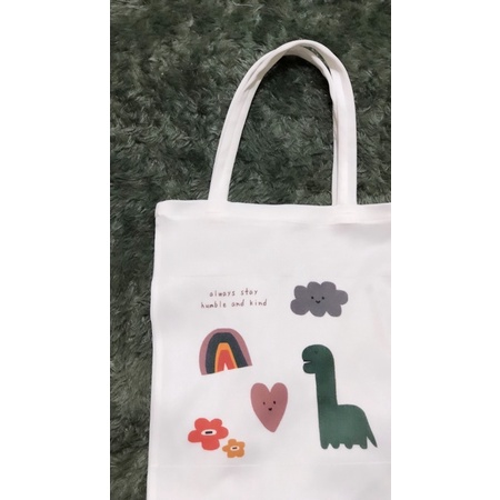 Tote Bag Kanvas dan Rajut Quotes Bergambar Simple Ukuran 30x40