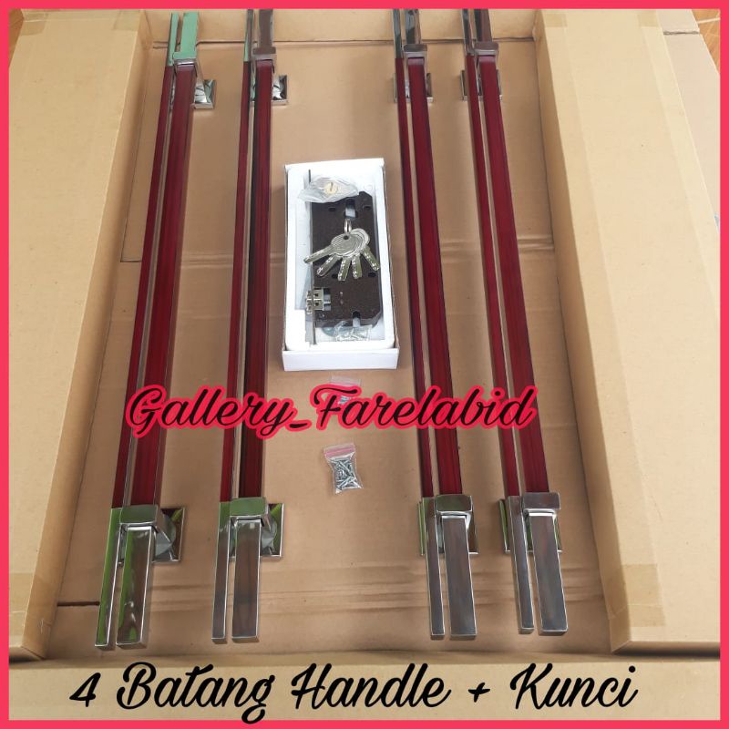 Handle Pintu Rumah Stainless Steel Set Kunci Gagang Pintu Rumah 60 Cm Set Body Pelor Pegangan Pintu Kupu Tarung Set Tarikan Pintu Rumah Minimalis 45 Cm Set