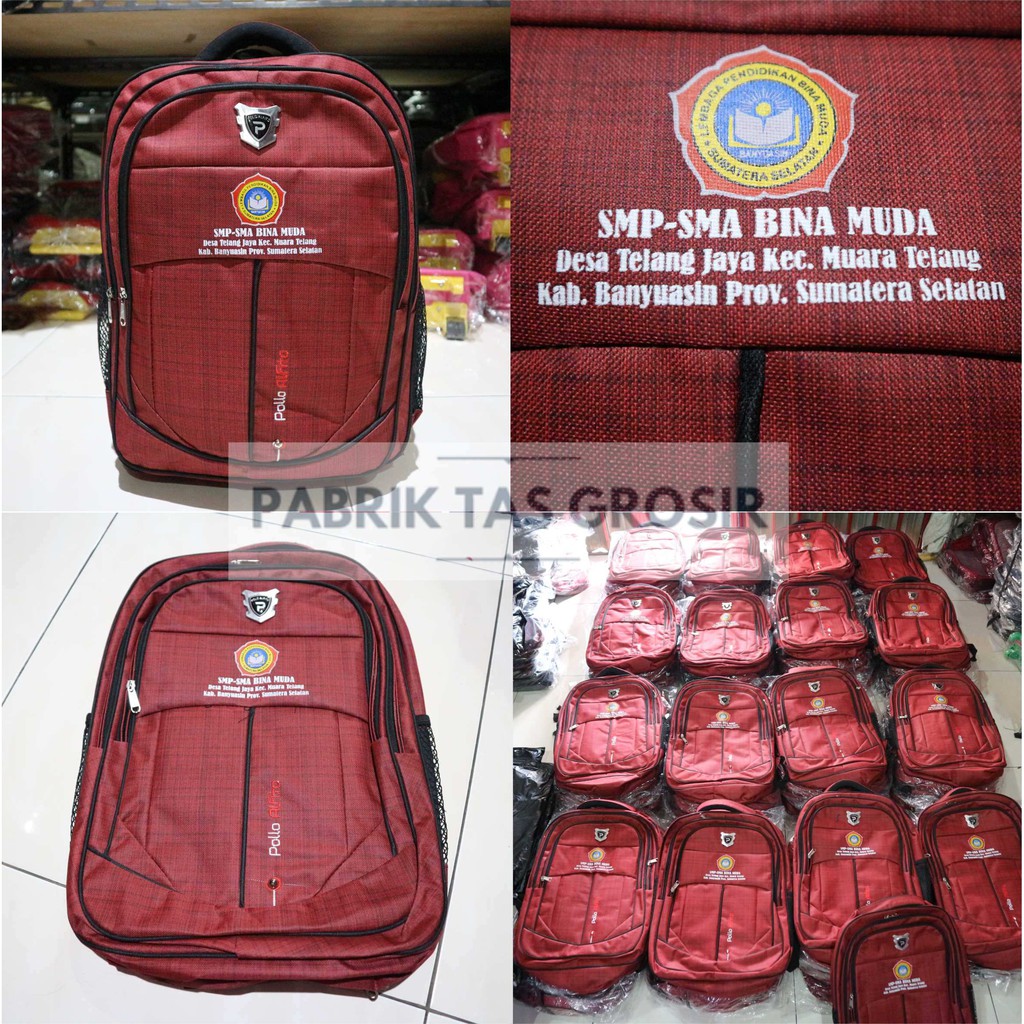 Jual Tas Ransel Grosir Sablon Bordir Custom Pomosi Seminar Kit Diklat Souvenir Murah Bagus Awet Kuat