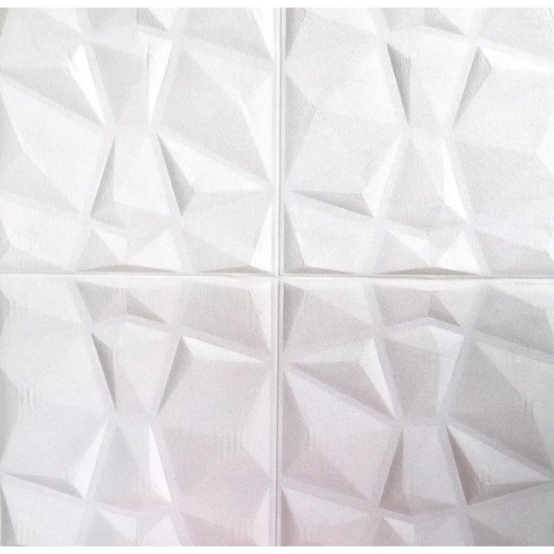 Wallpaper Foam 3D Motif Diamond 70x70cm Tebal 5mm-Diamond Putih