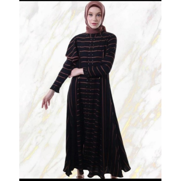 Abaya hikmat terbaru A6619 black  dan green size S M L XL ( harga diskoN )