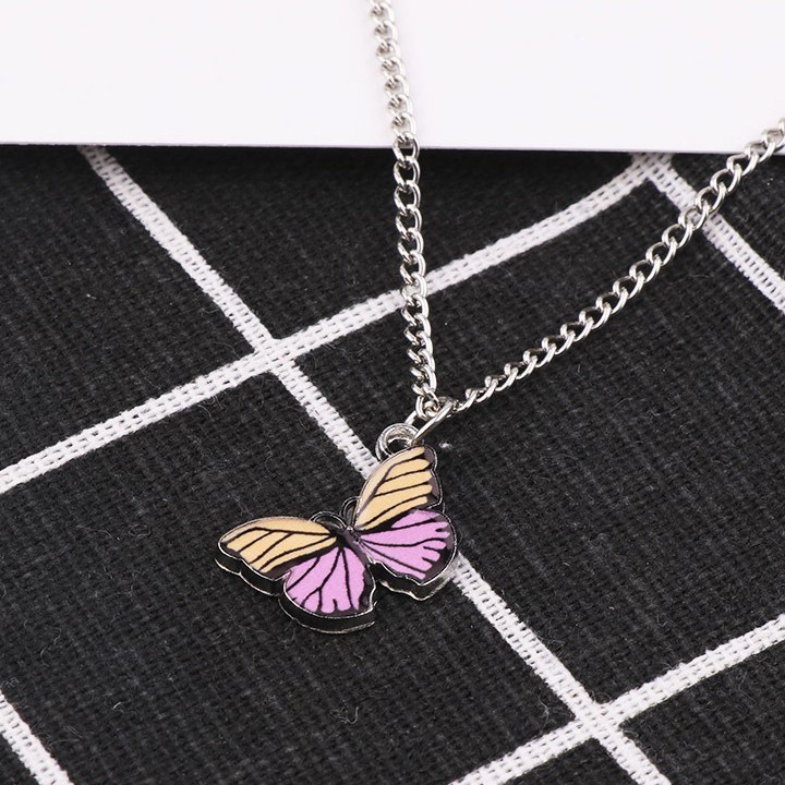 Fashion Kalung Kupu-kupu Gradien Biru Gelang In Rantai Butterfly Necklace Bracelet Klavikula L05