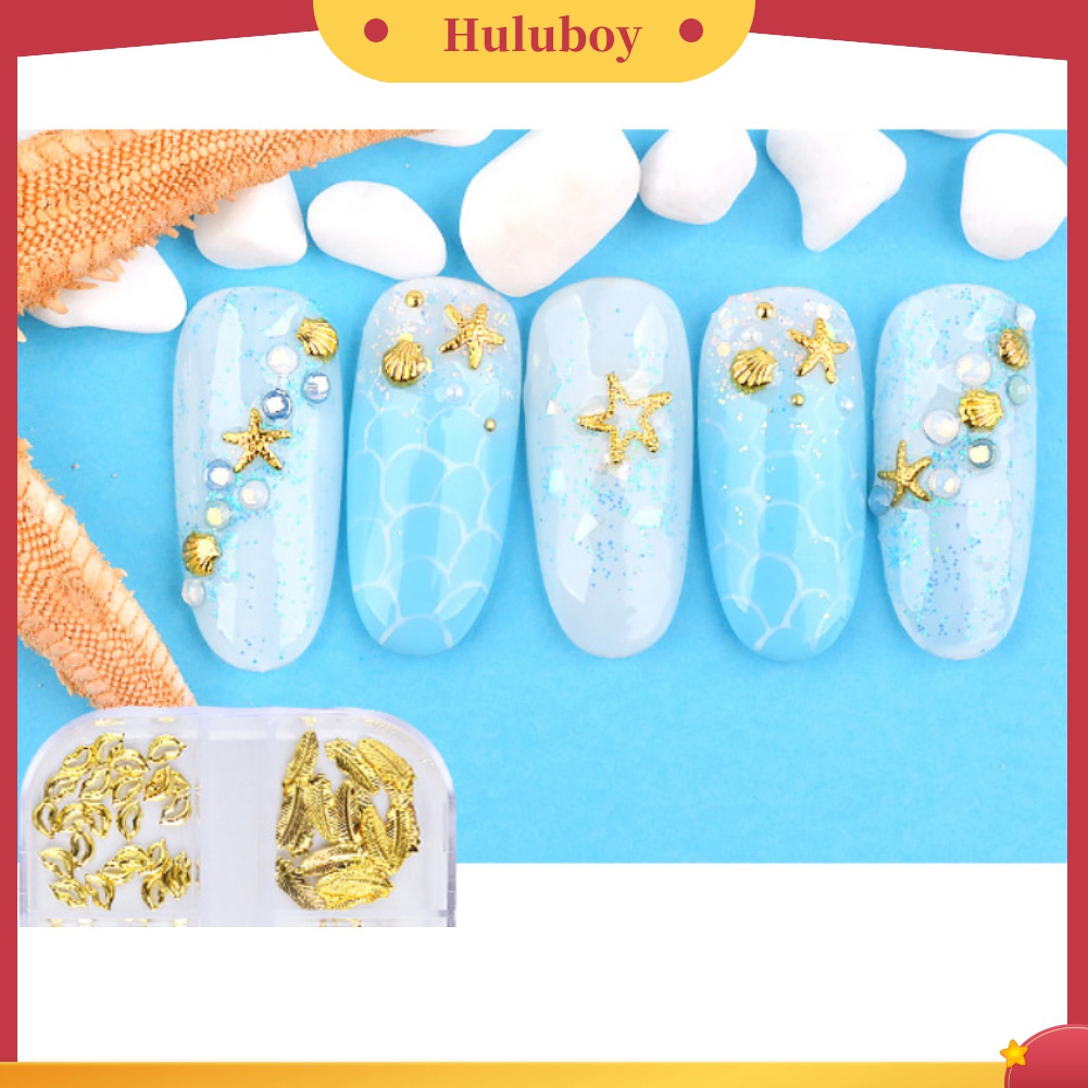 Huluboy Huluboy♡ Sequin Metal Hollow Bentuk Campur Untuk Dekorasi Nail Art DIY