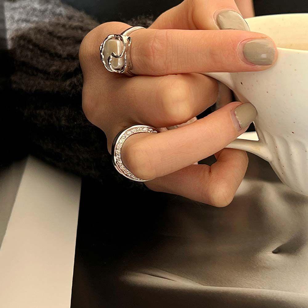 Mxbeauty Cincin Wanita Tidak Teratur Kreatif Desain Fashion Pertunangan Bersama Rings Jari Perhiasan Adjustable Geometris Terbuka Ring