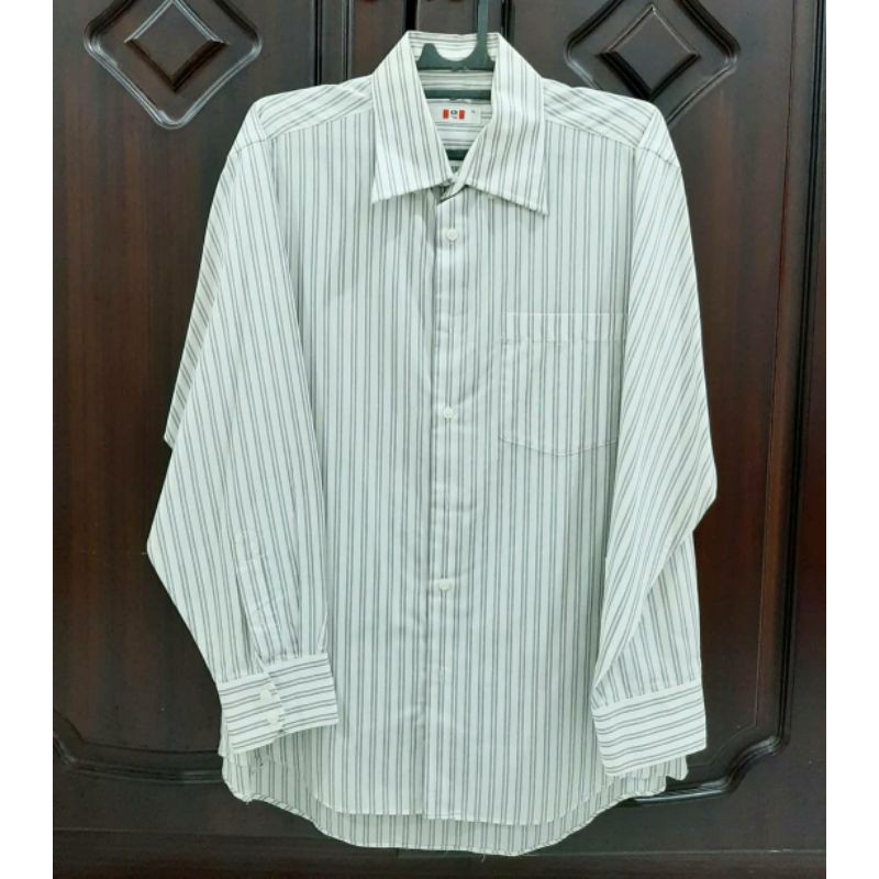 HEM PRIA GQ ORI WHITE STRIPE / KEMEJA COWOK GQ ORI WHITE STRIPE LENGAN PANJANG
