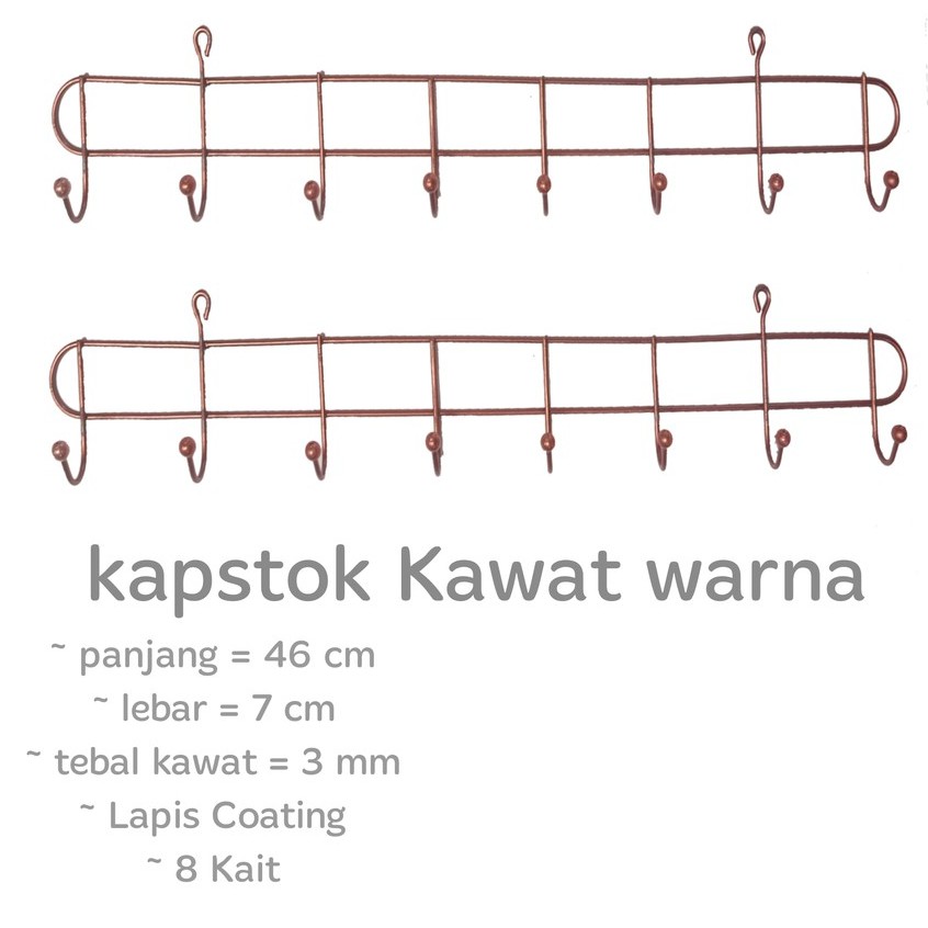 Kapstok Baju Kawat Isi 6 Kait / Gantungan Kawat Dinding / Kapstok Kawat 8 Kait