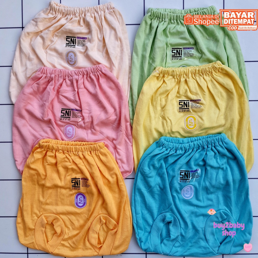 Celana pendek bayi model POP warna polos L N Mom 6-12 Bulan 3 PCS