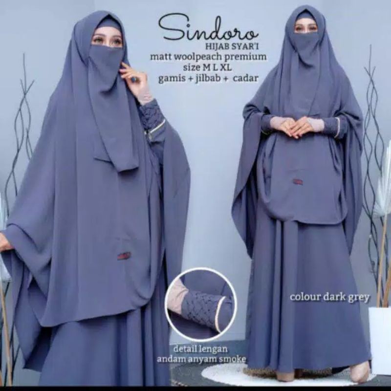 READY   Setelan Gamis Khimar Jumbo Sindoro Syari Gamis Khimar Free Cadar by Rosehana Hijab