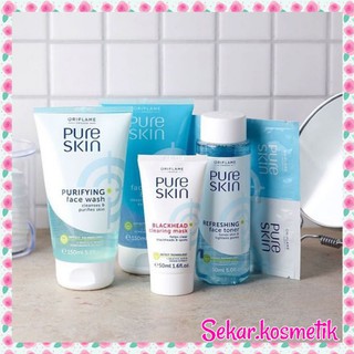 Pure Skin Set Untuk Kulit Berminyak Toner Face Wash Face Mask Blackhead Clearing Shopee Indonesia