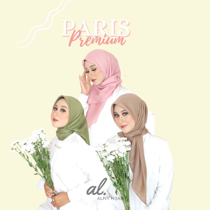 Segiempat Paris Premium Square Hijab Anti Letoy Cotton Voal Jahit Tepi