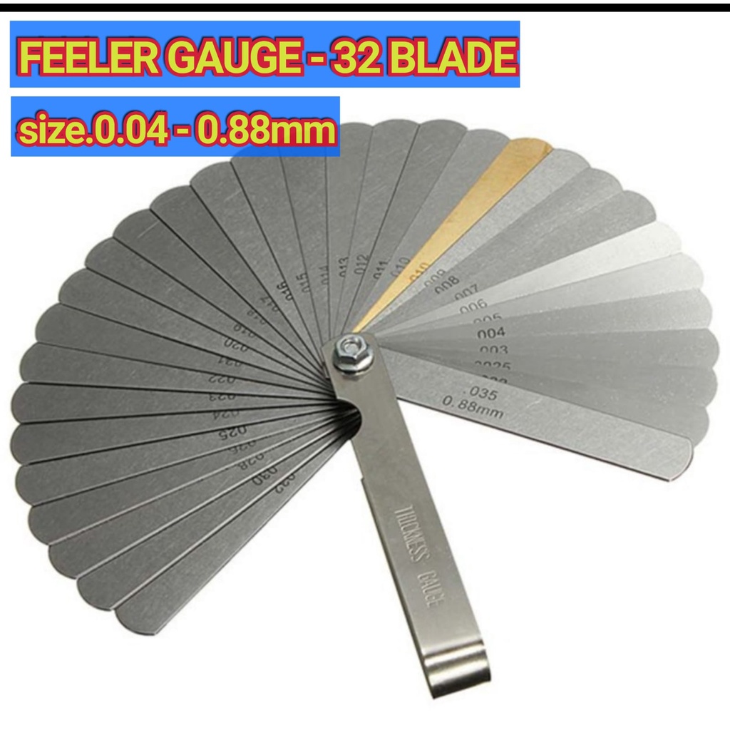 FEELER GAUGE 32 BLADE MM &amp; INCHI Size 0.04 - 0.88 mm / Alat ukur ketebalan suatu objek / Thinkness