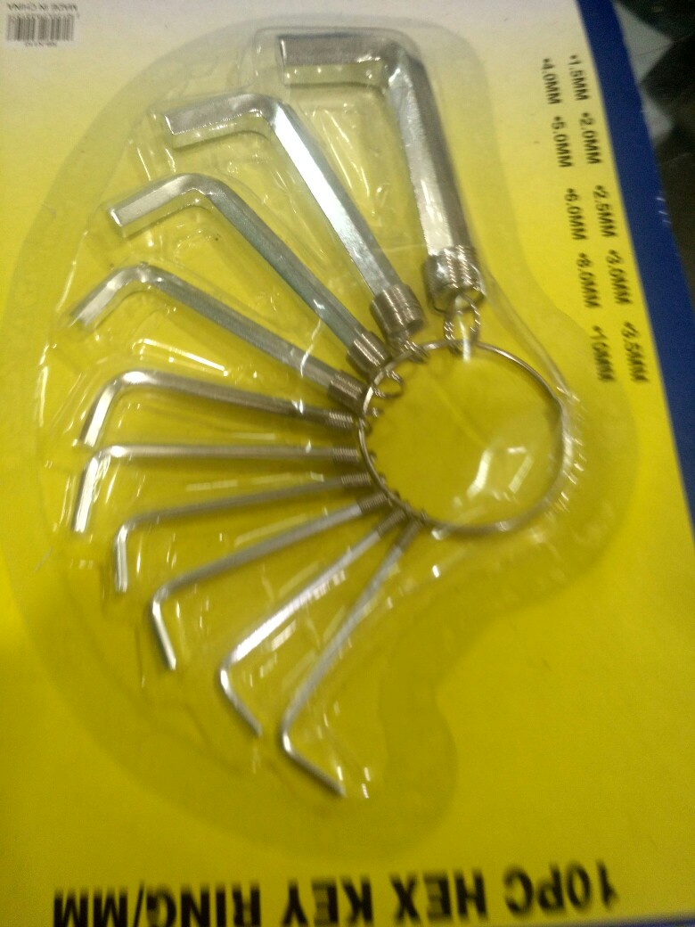 Kunci L Pendek Set 10 Pcs Ap 1.5mm - 10mm