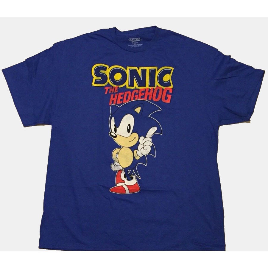 Kaos T Shirt Model Gambar Sonic The Hedgehog Vintage Sega Genesis Warna Biru Shopee Indonesia