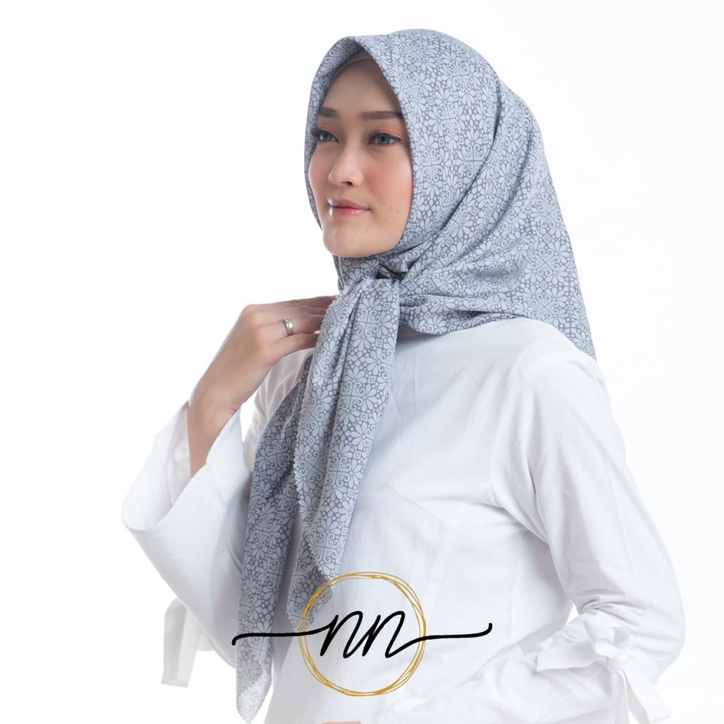 BESTSELLER Hijab Segiempat Voal Motif Printing Lasercut Kerudung Motif Square Grosir Jilbab Murah NN hijab-M483