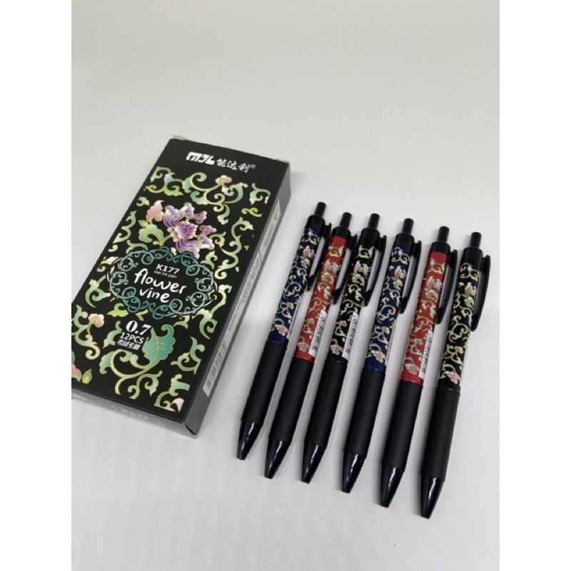 

(HARGA 12PCS] BOLPEN GEL CLICK INK PEN FLOWER VINE K177 / BOLPEN TINTA CAIR