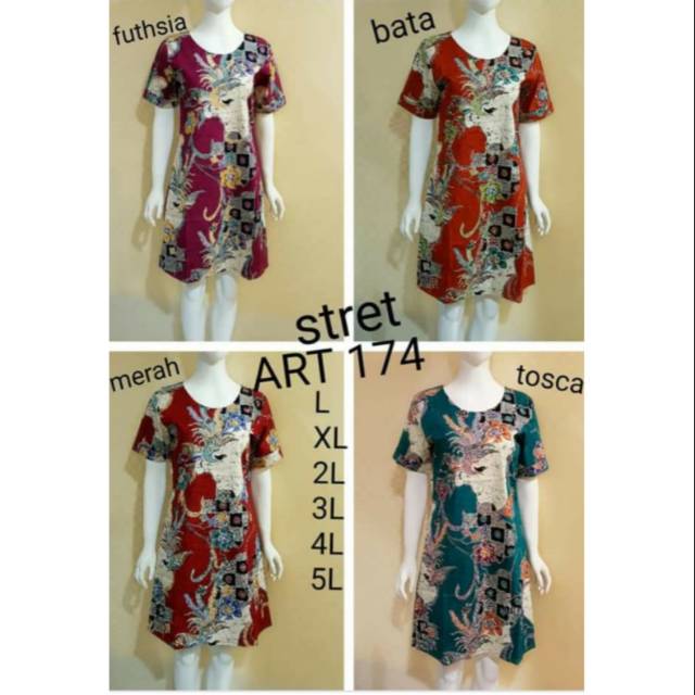 DRESS BATIK COTTON STRETCH JUMBO BIG SIZE