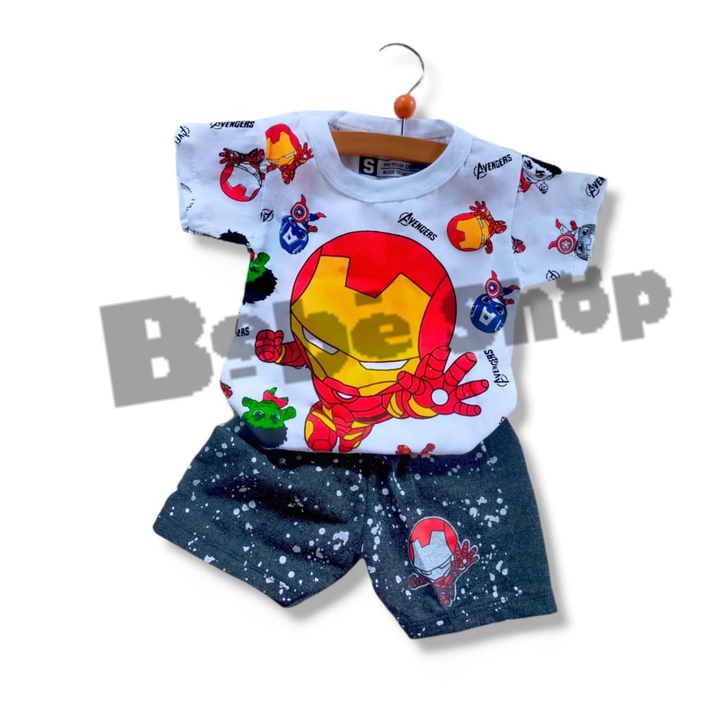 Setelan Baju Anak Bayi Karakter Iron man usia 0 Sampai 2 Tahun