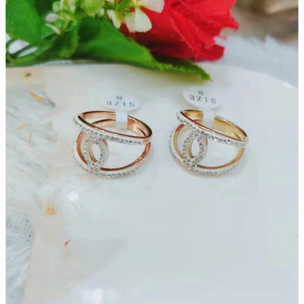 Titanium Cincin CC Mata Putih Perhiasan Fashion 1222