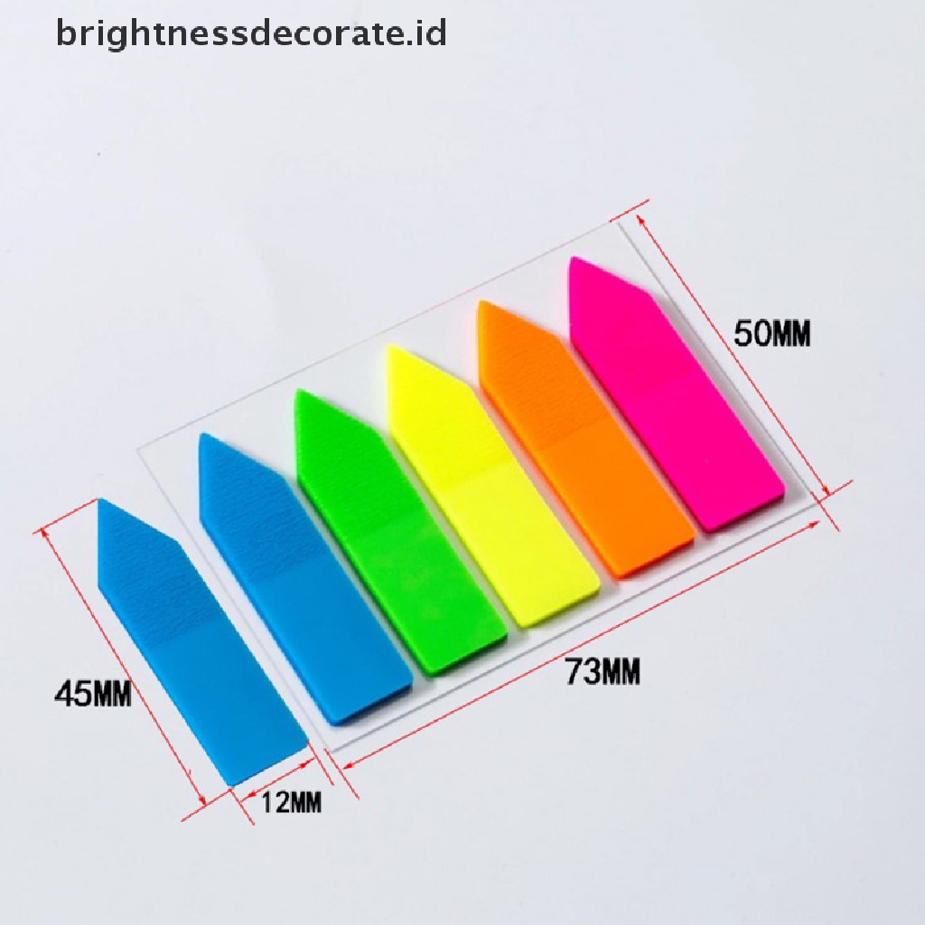 100 Lembar Kertas Memo Pad Sticky Note Bentuk Panah Fluorescent