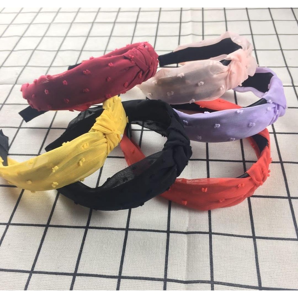 Bando Korea Kerut Scrunchie Headband Aneka Warna