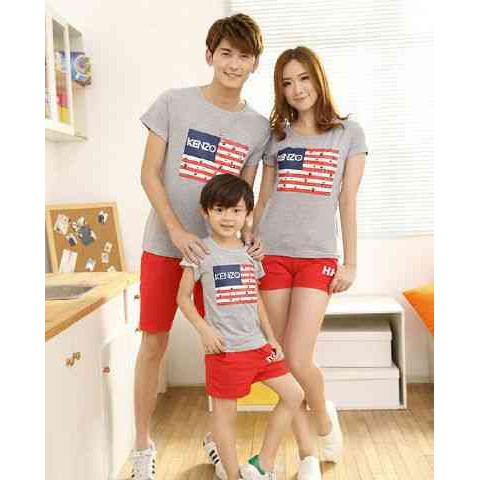 [Cp Family USA Combed LT] Baju Couple Keluarga Babyterry Abu Abu