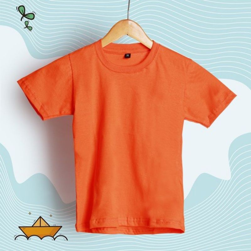 6 Warna - Kaos Anak Polos Lengan Pendek Premium  Bahan Cotton Combed 30s